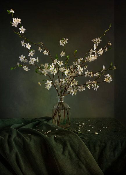 still life with branches of a blossoming apple tree by Mykhailo Sherman