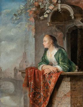 Jonge dame op het balkon, Gerrit Dou