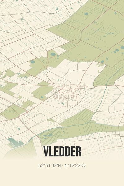 Vieille carte de Vledder (Drenthe) par Affiches de lieux