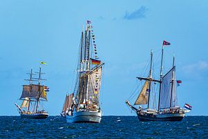 Segelschiffe auf der Ostsee während der Hanse Sail in Rostock