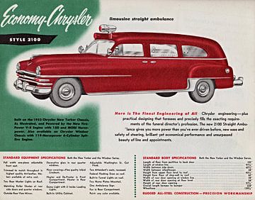 1953 Economy Chrysler Limousine Straight Krankenwagen Werbung 