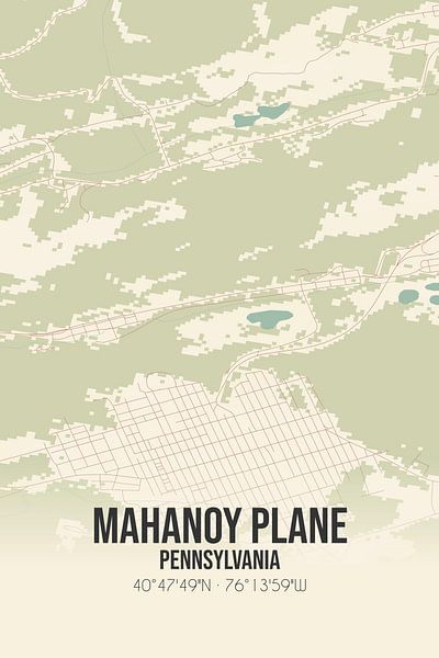 Carte ancienne de Mahanoy Plane (Pennsylvanie), USA. par Affiches de lieux