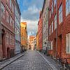 gekleurde huizen in een straat in Kopenhagen. van Robinotof