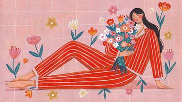 Modern Woman with Flowers by Caroline Bonne Müller