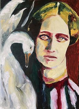 Girl with the Swan van Helia Tayebi Art