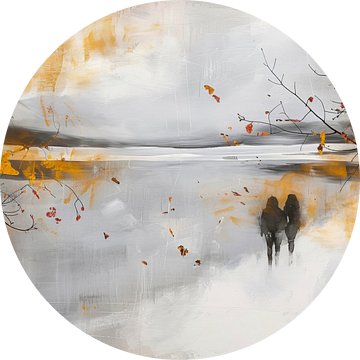 Goud grijs winterlandschap - Dromerig abstract schilderij van BowiScapes - Fine Art en Urban Wandkunst