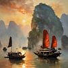 Zonsopkomst bij Halong Bay van Gert-Jan Siesling