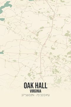 Alte Karte von Oak Hall (Virginia), USA. von Rezona