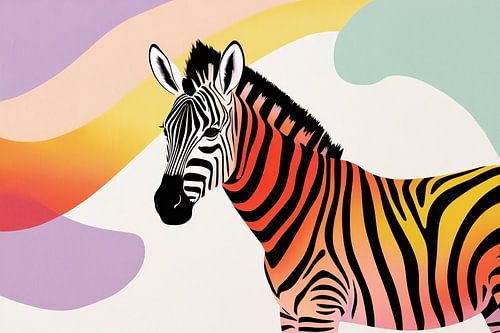 Kleurrijke zebra met abstracte achtergrond