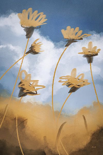 Blau-gelb - Sommerblumen von Emiel de Lange