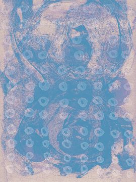 Abstracte wabi-sabi organische vormen in azuurblauw en lila. van Dina Dankers