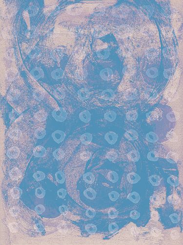 Formes organiques abstraites wabi-sabi en bleu azur et lilas.