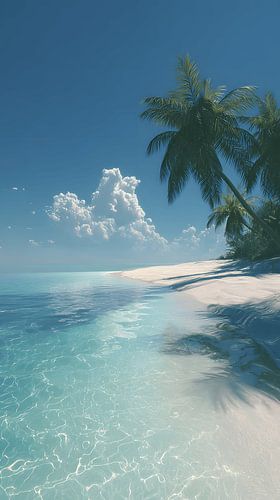 Tropical sea with palm trees and clear waters