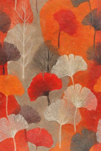 Bladeren in lagen rood en wit