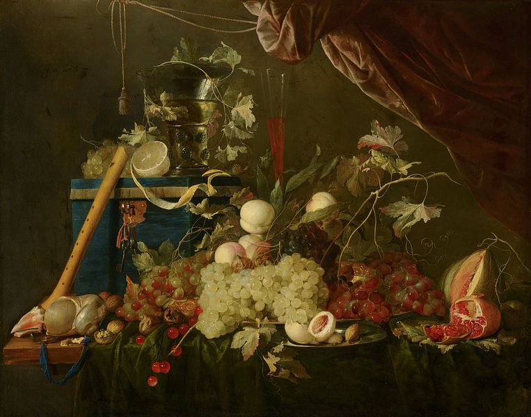 ein Stillleben mit Früchten und einer Schmuckschatulle, Jan Davidsz de Heem von Meisterhafte Meister