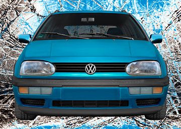 VW Golf 3 in glas blauw van aRi F. Huber