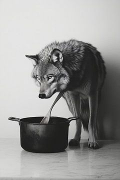 Wolf in de keuken van Poster Art Shop