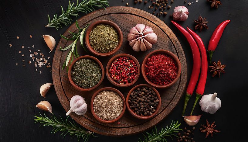 Various spices with black background by Mustafa Kurnaz