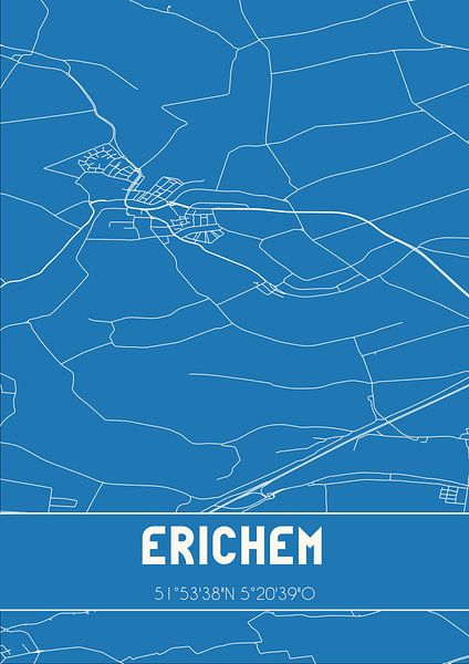 Blueprint | Carte | Erichem (Gueldre) par Affiches de lieux