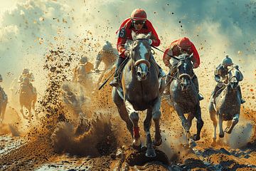 Dynamic polo action in artistic presentation by Poster Art Shop