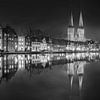 Lübeck mit Malerviertel in der Altstadt  in schwarzweiss . von Manfred Voss, Schwarz-weiss Fotografie