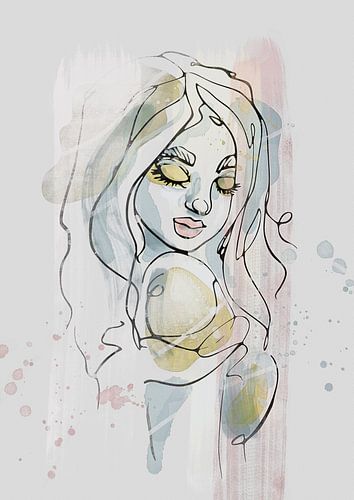 Abstract lineart in pastel tinten