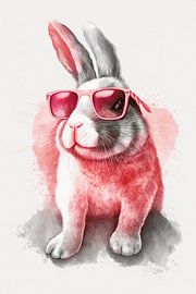 Cool Bunny with Pink Sunglasses by Poster Art Shop