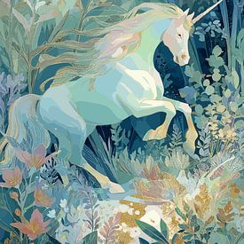 Fantastic unicorn in the magical forest by Pixelbull Design