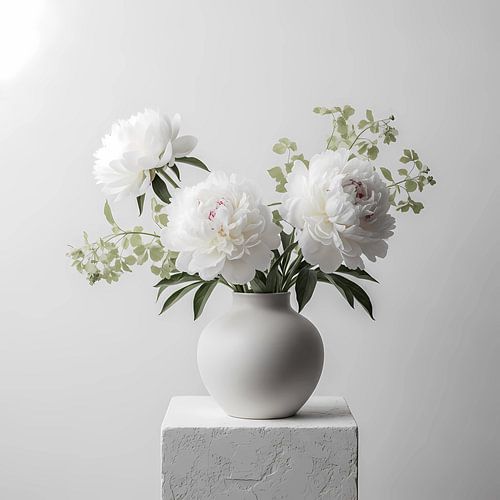 Pivoine ivoire Repose Une étude florale douce et monochromatique