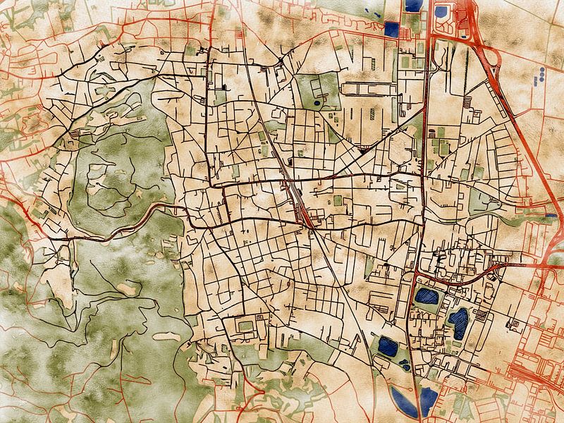 Map of Mödling with the style 'Serene Summer' by Maporia
