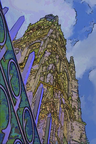 Grote Kerk in Breda als cartoon par Ton Boertien