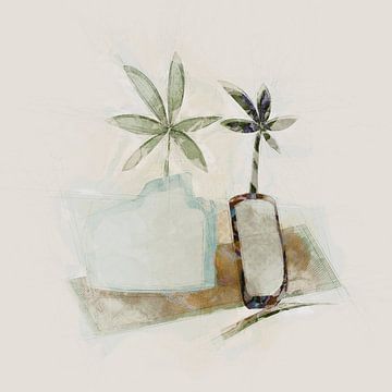 Stilleben mit Vasen und Grünzeug von Joost Hogervorst