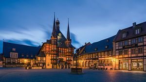 Das berühmte Rathaus in Wernigerode, Harz, Sachsen-Anhalt, Deutschland.