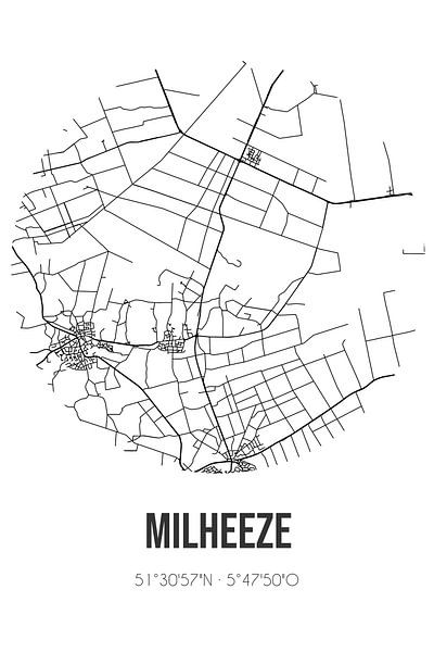 Milheeze (Noord-Brabant) | Map | Black and White by Prints of Place