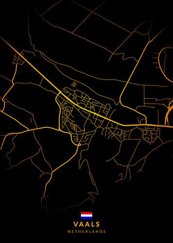 Vaals Stadsplattegrond Modern Zwart Goud