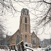 Het Grotekerkplein in de sneeuw van Paul Poot