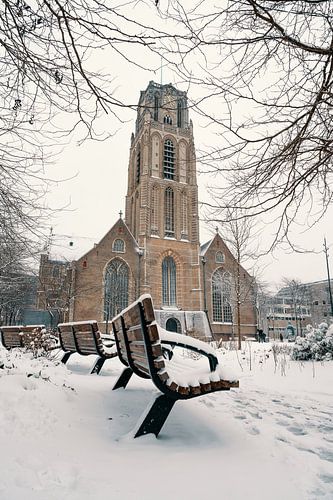 The Grotekerkplein in the snow