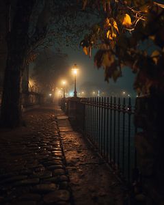 Nachtlichter im Nebel