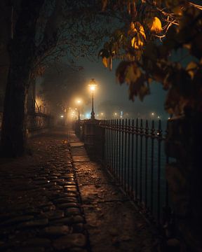 Nachtlampjes in de mist van fernlichtsicht