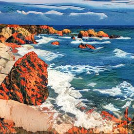 Brittany on the coast, beach, rocks, sea. by Han van der Staaij