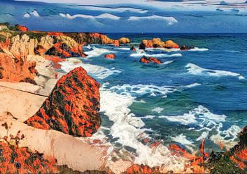 Bretagne sur la côte, plage, rochers, mer.