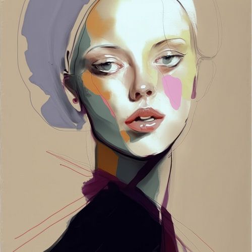 Modernes abstraktes Porträt in Pastellfarben