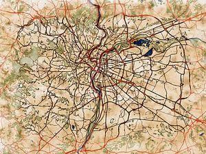 Karte von Lyon metropole im stil 'Serene Summer'