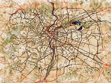 Kaart van Lyon metropole in de stijl 'Serene Summer' van Maporia
