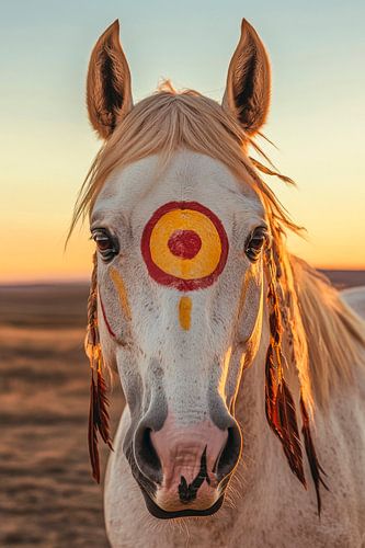 Prachtig paard in de zonsondergang