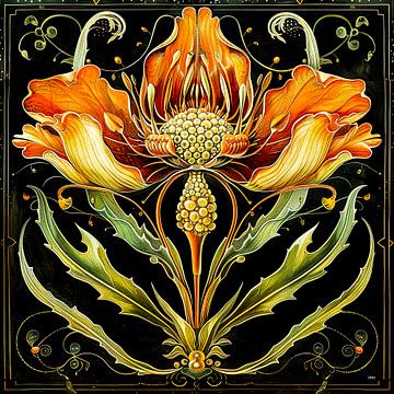 Jugendstil bloem decoratieve kunst van Vlindertuin-Art