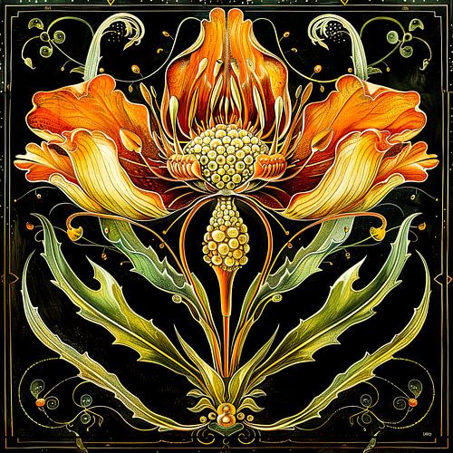 Jugendstil bloem decoratieve kunst