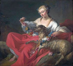 Het favoriete lam, Jean-Baptiste Marie Pierre - 1758 van Atelier Liesjes