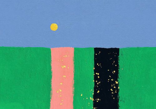 Abstract landschap met gouden accenten