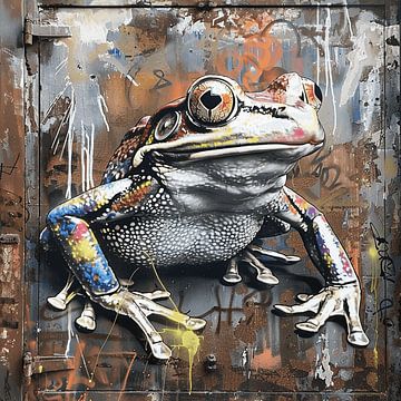 Graffiti kikker kleurrijk roest metaal urban detail vijver natuurlijk van gm_designs